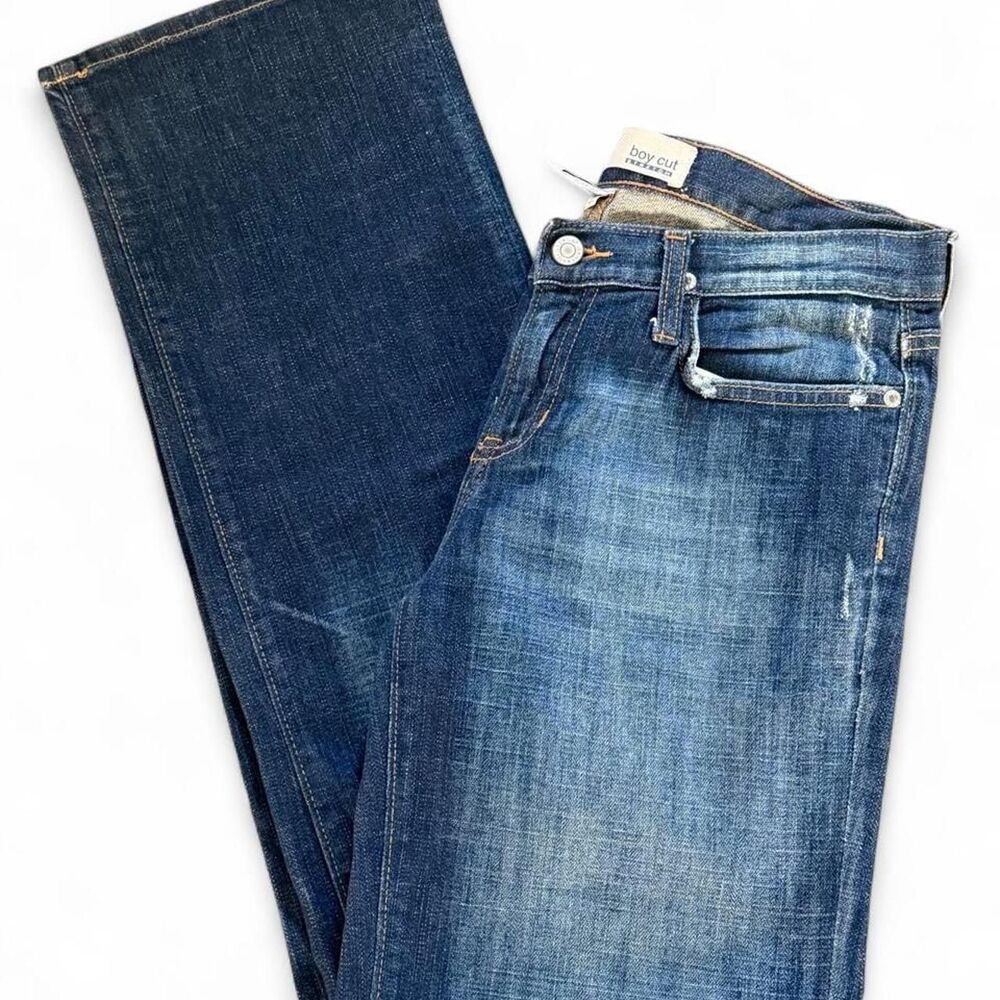 Gap Women's Blue and Navy Jeans Boy Cut Size 2